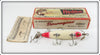 Vintage Heddon White With Red Eyes & Tail 150 RET Minnow Lure In Box