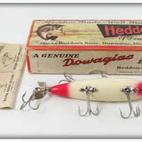 Vintage Heddon White With Red Eyes & Tail 150 RET Minnow Lure In Box