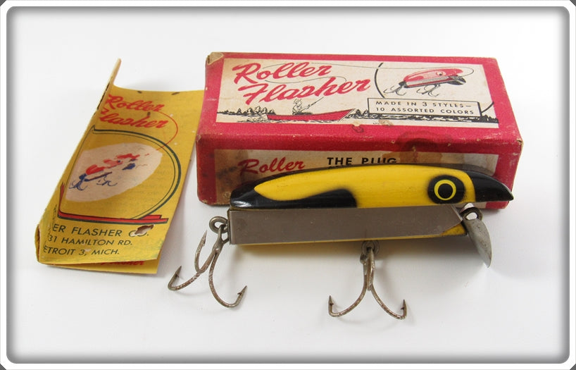 Roller Flasher Co Yellow & Black Roller Flasher Lure In Box 