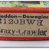 Vintage Heddon 2120 BWH Black White Head Crazy Crawler In Correct Box
