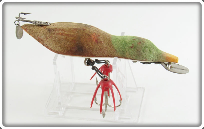 Vintage Hemingway Mfg Co Brown & Green Flocked Duck Lure