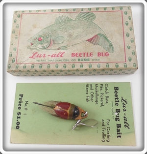 Vintage Lur-All Beetle Bug Bait 4 Lure In Box