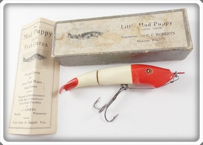 Vintage C.C. Roberts Red & White Little Mud Puppy Mudpuppy Lure