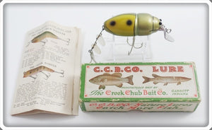 Vintage C.C.B.CO. Creek Chub Bait Co Green Beetle Lure In Box 3851