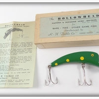 Vintage R-K Tackle Co. Green & Yellow Hollowhead Hollow Head Lure GY