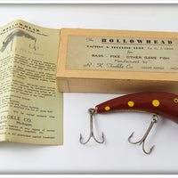 Vintage R-K Tackle Mahogany Hollowhead Lure In Correct Box MAH