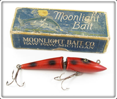 Vintage Moonlight Bait Orange Black Spots Jointed Pikaroon Lure In Box