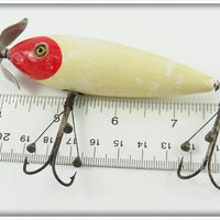 South Bend Red Head White Floating Surface Minnow With Bing Hooks 921 RH