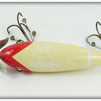 South Bend Red Head White Floating Surface Minnow With Bing Hooks 921 RH