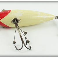 South Bend Red Head White Floating Surface Minnow With Bing Hooks 921 RH