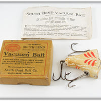 South Bend Red & White Vacuum Bait Lure In Box With Paperwork