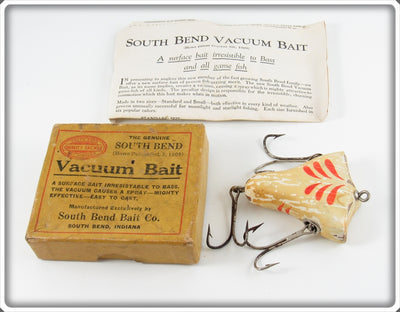 South Bend Red & White Vacuum Bait Lure In Box With Paperwork