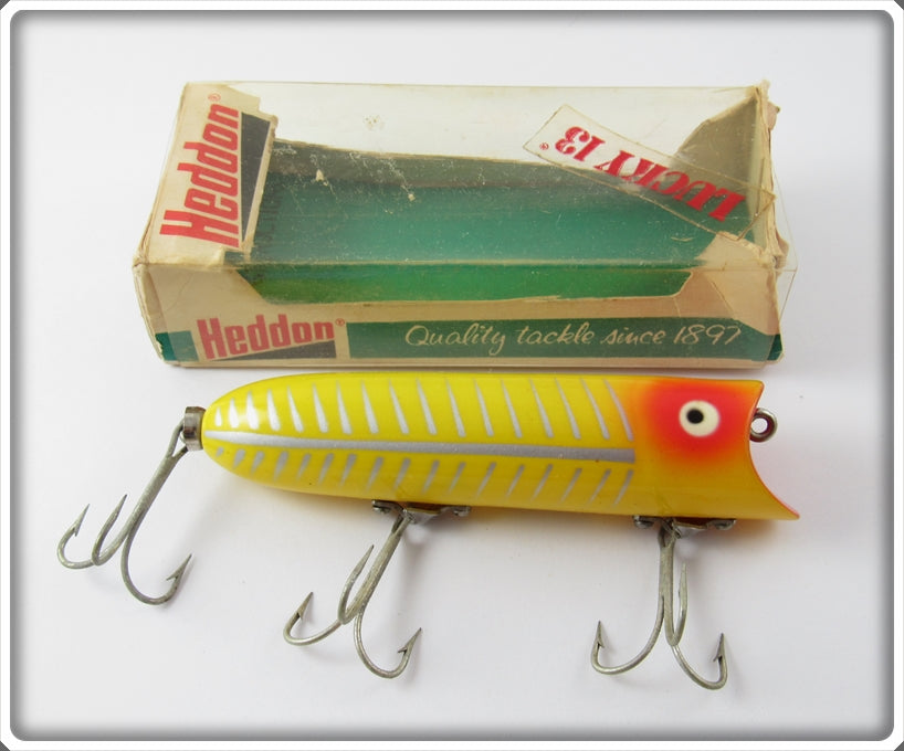 Vintage Heddon Yellow Shore Lucky 13 In Box 2500 XRY 