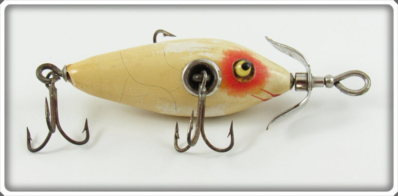 Vintage Heddon White & Red 20 Dowagiac Minnow Lure For Sale