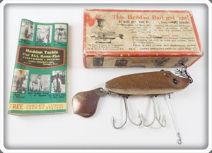 Vintage Heddon Dowagiac Brown Mouse Flaptail Jr Lure In Box 7110 BM
