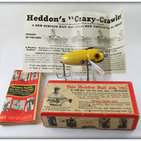Vintage Heddon 2120 XRY Yellow Shore Crazy Crawler Lure In Box