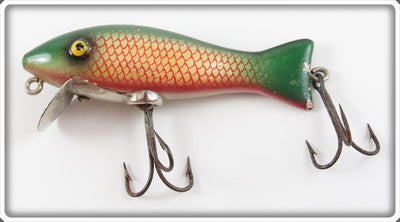 Vintage Paw Paw Green & Red Scale Caster Lure