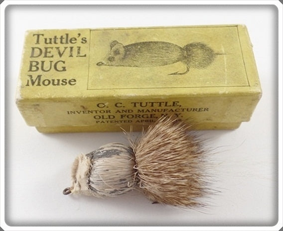 Vintage O.C. Tuttle Devil Bug Inc Hair Mouse Lure In Yellow Box