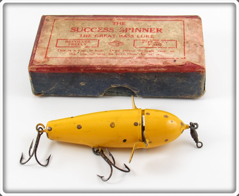 Vintage UTK Yellow Gold Spots Success Spinner Lure In Box 