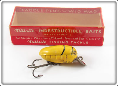 Vintage Millsite Yellow & Black Rattlebug Lure In Box