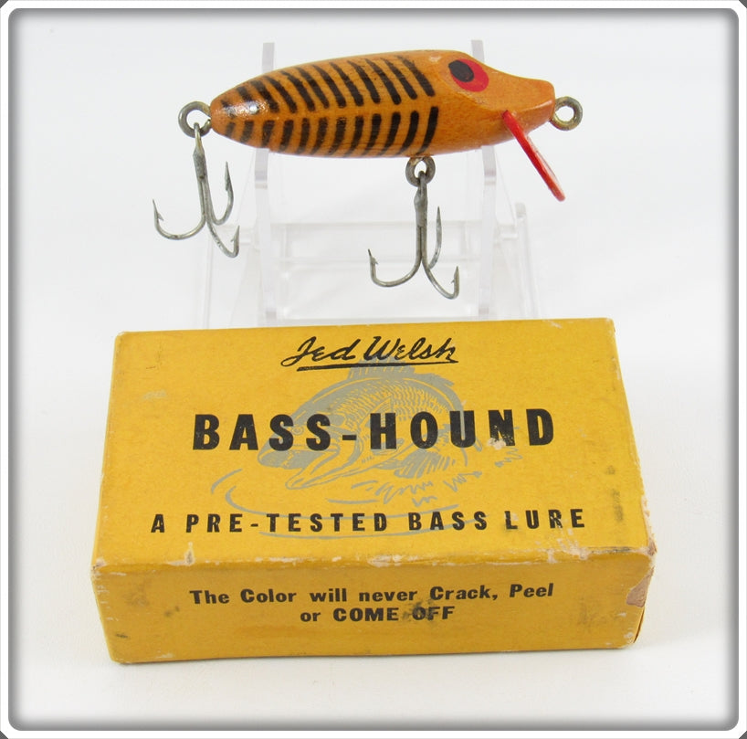 Vintage Jed Welsh Yellow Black Ribs Bass Hound Lure In Box 