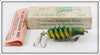 Vintage Zink Artificial Bait Co Green Screwtail Lure In Box