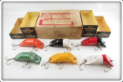 Vintage EV Selby & Company Flat Head Lure Set Of Six In Boxes 