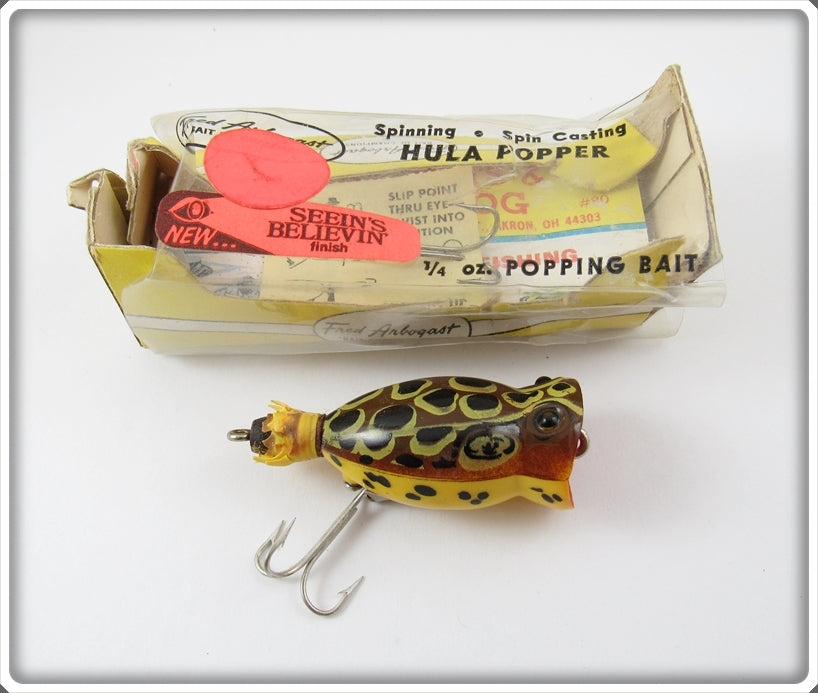 Arbogast Seein's Believin' Brown Leopard Frog 1/4 Oz Hula Popper In Box