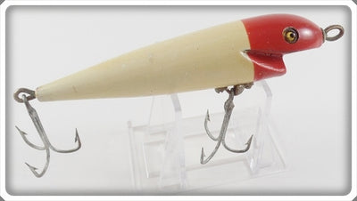 Vintage Pflueger White Body Red Head Surprise Minnow Lure 3996