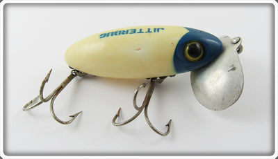 Vintage Fred Arbogast Blue Head White Body Jitterbug Lure