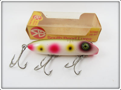 South Bend Gladding White With Spots (AKA Strawberry) Bass Oreno In Box