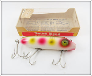 South Bend White With Spots (AKA Strawberry) Bass Oreno In Correct Box