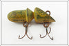 Vintage Welles Mottled Green & Yellow Patent Plug Lure