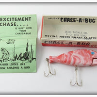 Vintage Leon Tackle Co Pink & White Swirl Chase A Bug Lure In Box