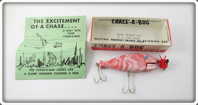Vintage Leon Tackle Co Pink & White Swirl Chase A Bug Lure In Box