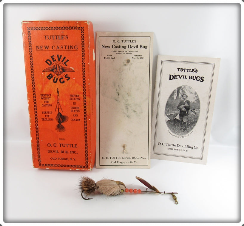 c o tuttle metal fishing lure Vintage O. C. Tuttle Casting Devil Bug Lure With Box For Sale