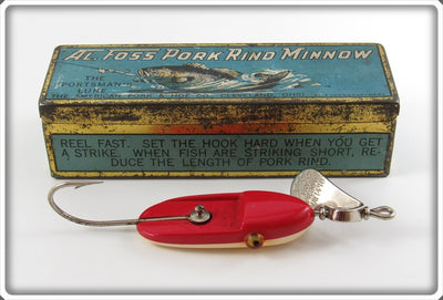 Vintage Al Foss Red & White Oriental Wiggler In Blue Tin