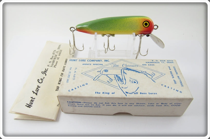 Vintage Hunt Lure Co Green & Yellow The Charmer Lure In Correct Box