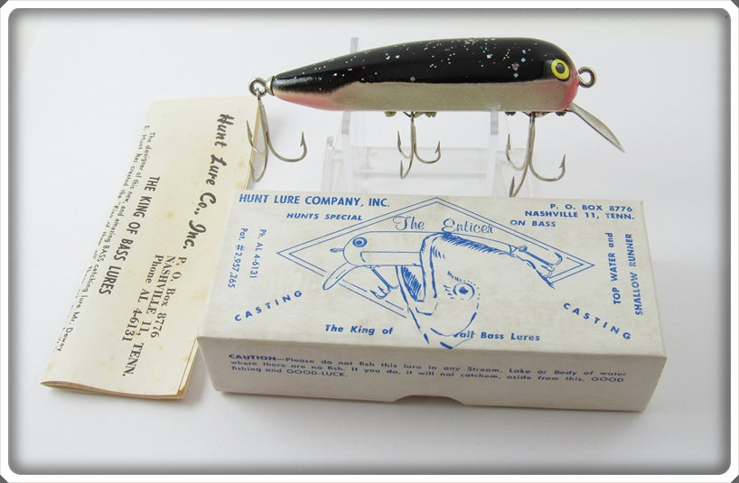 Vintage Hunt Lure Co Black & White The Enticer Lure In Box