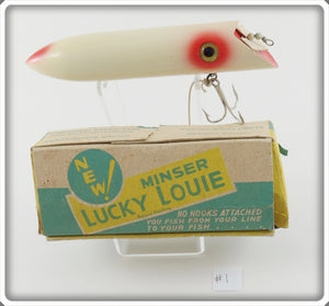 Vintage Minser Red & White Lucky Louie Big Louie Salmon Plug In Box