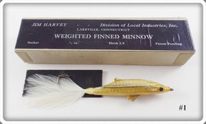 Vintage Jim Harvey Sucker Weighted Finned Minnow Lure In Box