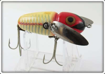 Vintage Heddon Black Pupil Red & White Shore Crazy Crawler 2120 XRW