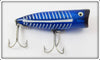 Vintage Heddon Cobalt Blue & White Shore Chugger Spook Lure 9540 XBLW