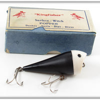 Kingfisher Black White Head Surface Witch Popper Lure In Box