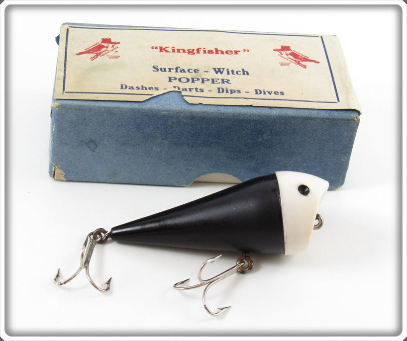 Kingfisher Black White Head Surface Witch Popper Lure In Box