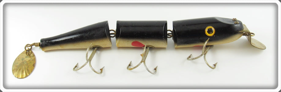 antique jointed fishing lures Old Wooden Bait Co Black Triple Jointed Leviathan Musky Bait For Sale
