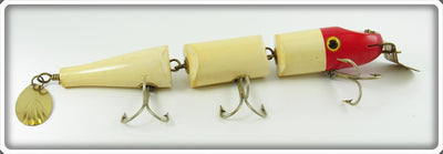 Old Wooden Bait Co Red & White Triple Jointed Leviathan Musky Bait