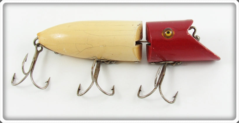 Vintage Heddon Red Head White Zig Wag Lure 8302