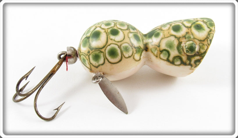 Vintage Bud Stewart Green & White Spotted Pad Hopper Lure For Sale