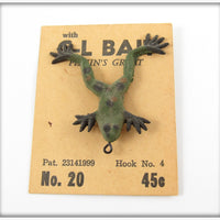 Vintage C-L Bait Hard Rubber Frog Lure On Card